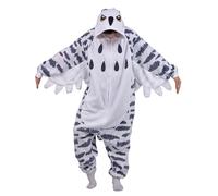 LorranTree Onesie Costume Jumpsuit Snow Owl Costume Women Men Adults Relaxo Pyjamas Animal Bird Snowy Owl Christmas Halloween Pyjamas, gray, M