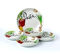 Lorren Home Trends 5 Piece Porcelain Pasta Set Vegetable Design, Multicolor