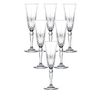 Lorren Home Trends Lorenzo Crystal Melodia Collection Wine Glass Set by RCR, 6 Count (Pack of 1), Flute