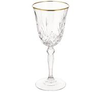 Lorren Home Trends Siena Collection Crystal Red Wine Glass with Gold Band Design, Set of 4, 7.5 Fluid Ounces