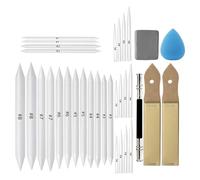 Lorrgasw 33 Pcs Blending Stumps and Tortillions Set Art Blenders with Sketch Sandpaper Pencil Sharpener Pencil Extension Tool