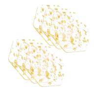 Lorrgasw Gold Foil Acrylic Coasters Set of 6 for Drinks Nordic Style Tea Coaster Coffee Cup Insulation Pad for Bowls,9.5x10.8cm
