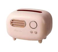 Lorrgasw Retro Radio Shape Tissue Cover Box for Kitchen, Bathroom Vanity Countertops, Night Stands, Desks and Tables, Pink
