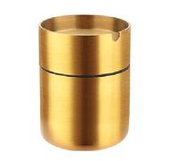 Lorrgasw Windproof Ashtray Car Ashtray Auto Vehicle Ashtray Holder Decor Easy to Use Gold 9.4x7cm