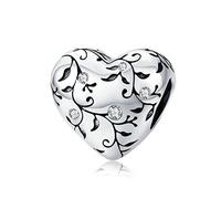 Lorrifal 925 Sterling Silver Love Mom Heart Charm Beads for Women Pandora Bracelets Jewelry Daughter to Mama Gifts on Mother'S Day