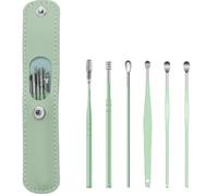 Lorrtta Ear Wax Removal Kit,6 Pcs Stainless Steel Ear Spoon Ear Wax Cleaner Reusable Ear Wax Remover Set with Leather Storage Case for Personal and Home Use