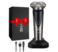Lorrtta Electric Razor for Men, Men’s Electric Shavers with Charging Base and Gift Box IPX5 Waterproof 80 mins Runtime LED Display Full Washable Beard Trimmer, Gift for Birthdays Father's Day