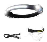 Lorrtta LED Head Torch Rechargeable, 1200LM Super Bright Motion Sensor USB Headlamp, 5 Lighting Modes & 230° Wide Angle Lumilight Head Torch, IPX4 Waterproof, for Camping/Running