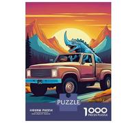 Lorry 1000 Piece Jigsaw Pickup Truck in A Mountain Valley at Sunset Puzzle Stressful Workers Anxiety Relief Cognitive Training Leisure Activity 70x50cm/1000pcs