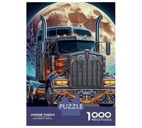 Lorry 1000 Piece Recycled Paper Jigsaw Blue-orange Semi Truck Under Full MoonPuzzle for Adults Reusable Stress Relief Challenging Fun Brain Teaser 70x50cm/1000pcs