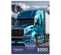 Lorry 1000 Pieces Jigsaw Modern Blue Semi Truck on A Highway Puzzle Stressful Workers Anxiety Relief Cognitive Training Home Leisure 38x26cm/1000pcs