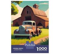 Lorry 1000 Pieces Thickened Paper Jigsaw Country Old Truck Puzzle Adults Relaxation Hobby Engaging Brain Teaser Easy Store 70x50cm/1000pcs