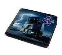 Lorry Truck Wallet Mens Bi-Fold Coin Card Holder Driver Personalised (LB004)