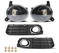 LORSKRD Front Fog Light Lamp LED Fog Light Assembly For A4 A4L B8 2008 2009 2010 2011 2012 Front Bumper Lamp Grille Cover Black 8KO807681/682 12V(Fog Set)