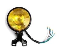LORSKRD Motorcycle Headlamp Frontlight 5 Inch 35W 12V For Motorcycle Front Headlight Metal Retro Round Far And Near Lights With Holder(Yellow)
