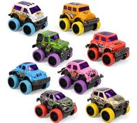 Lorspock 8 Pack Die-cast Mini Monster Truck Set,Die-cast Pull Back Cars for Kids Party Favors,Friction Powered Die-Cast Cars for Toddlers, Boys and Girls