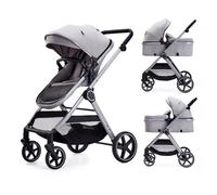 Lortsybab 2 in 1 Baby Stroller, Newborn Infant Toddler Convertible Bassinet Pram Stroller for 0-36 Months Old Babies (Grey)