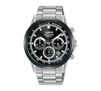 Lorus Sports Chronograph Quartz Black Dial Stainless Steel Bracelet Mens Watch RT397JX9