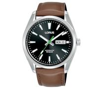 Lorus Classic Automatic Day/Date 100m (42.5mm) Black Sunray Dial/Brown Leather RL457BX9
