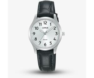 Lorus Black Leather Strap White Watch RRX19JX9
