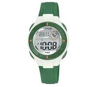 Lorus Children's Digital Quartz Watch with Silicone Strap, Green/White, Green/White, Strap.