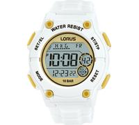 Lorus Digital White Sports Watch LED Light Quartz R2337PX9 100M Water-Resistant