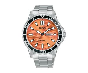 Lorus Gents Sports Sunray Orange Dial Stainless Steel Watch