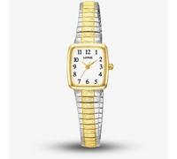 Lorus Ladies Expander Two Tone White Dial Square Watch RG312AX9