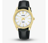 Lorus Ladies Solar Gold Plated Black Leather Strap Watch RY518AX9