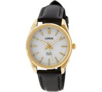Lorus Ladies Solar Watch White Dial and Black Leather Strap RY518AX9