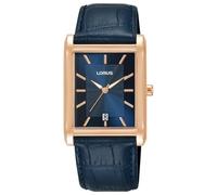 Lorus Men’s Rectangular Blue Leather Strap Watch RH942RX9