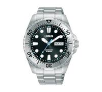 LORUS Men's Analogue Automatic Watch with Stainless Steel Strap, Silver/Black