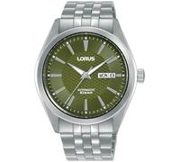 Lorus Men's Analogue Automatic Watch with Stainless Steel Strap, Silver/Black, Silver/Green, Standard Size, Classic