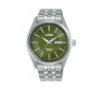 Lorus Men's Analogue Automatic Watch with Stainless Steel Strap, Silver/Black, Silver/Green, Standard Size, Classic
