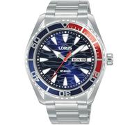 Lorus Men's Analogue Quartz Watch with Stainless Steel Strap, Silver/Blue