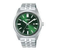 Lorus Men's Analogue Quartz Watch with Stainless Steel Strap, Silver/Green, Silver/Green, Bracelet