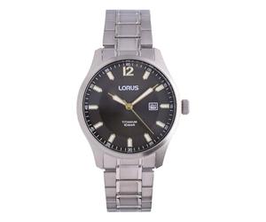 Lorus Men's Analogue Quartz Watch with Titanium Strap, Silver/Blue, Silver/Black, Standard Size, Sporty