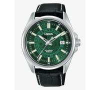 Lorus Mens Basic Fashion Automatic Date 43mm Green Dial Black Leather strap Watch