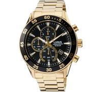 Lorus Men's Chronograph Watch Black Dial Gold Strap RM330JX9