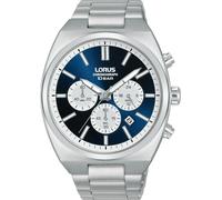 Lorus Men's Chronograph Watch Black Dial Silver Strap RT363KX9