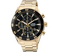 Lorus Men's Chronograph Watch with Black Dial and Gold Strap RM330JX9
