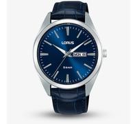 Lorus Mens Day Date Blue Leather Strap Watch RJ669AX9