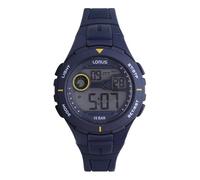 Lorus Men's Digital Quartz Watch with Silicone Strap, Black, Blue, Strap.