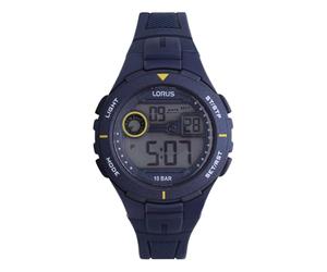 Lorus Men's Digital Quartz Watch with Silicone Strap, Black, Blue, Strap.