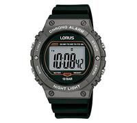 Lorus Men's Digital Quartz Watch with Silicone Strap, Black, Strap