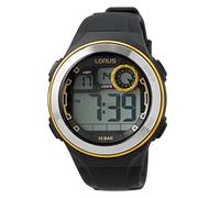 Lorus Men's Digital Quartz Watch with Silicone Strap, Yellow, Yellow, Strap.