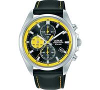 Lorus Mens Sport Chronograph Black Leather Strap Watch RM389JX9