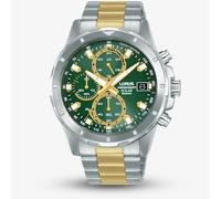 Lorus Mens Solar Chronograph Two Tone Green Dial Watch RZ605AX9