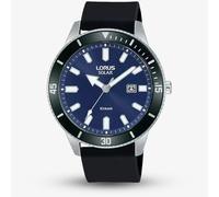 Lorus Men's Solar (43mm) Dark Blue Dial/Black Silicone Strap RX319AX9