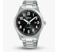 Lorus Mens Sport Black Dial Stainless Steel Bracelet Watch RH979RX9